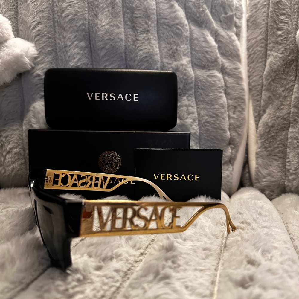 Versace Sunglasses with Black Frame and Gold Detailing